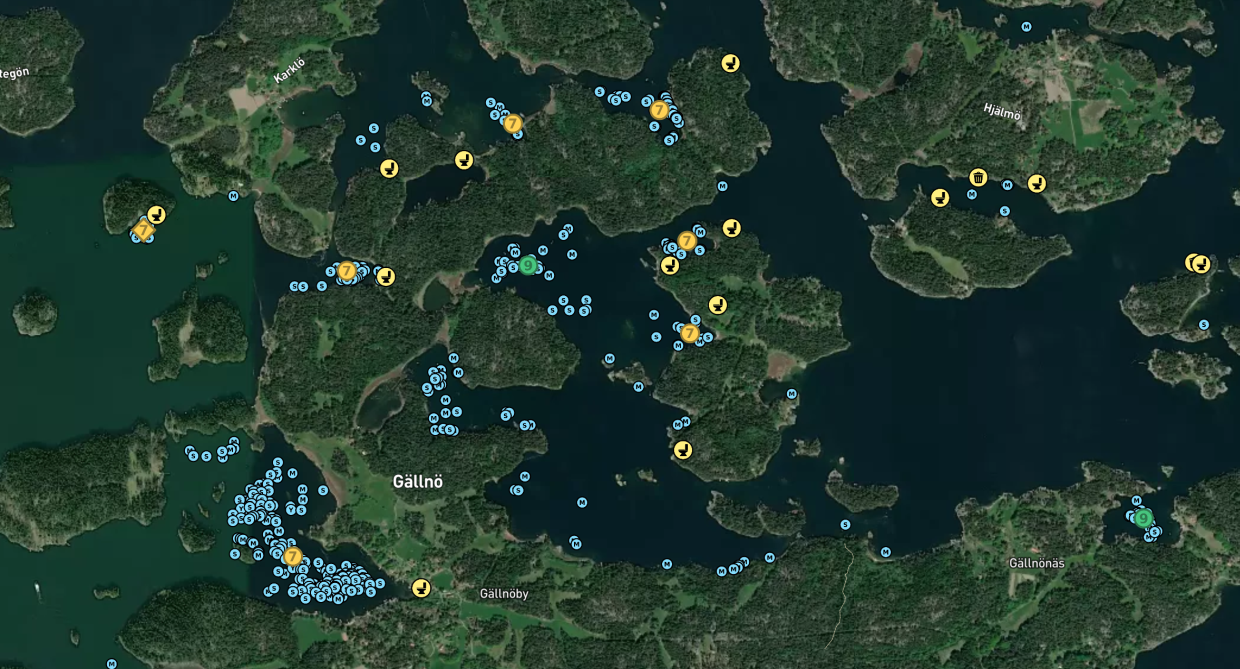 ais and map elemets stockholm archipelago anchorages